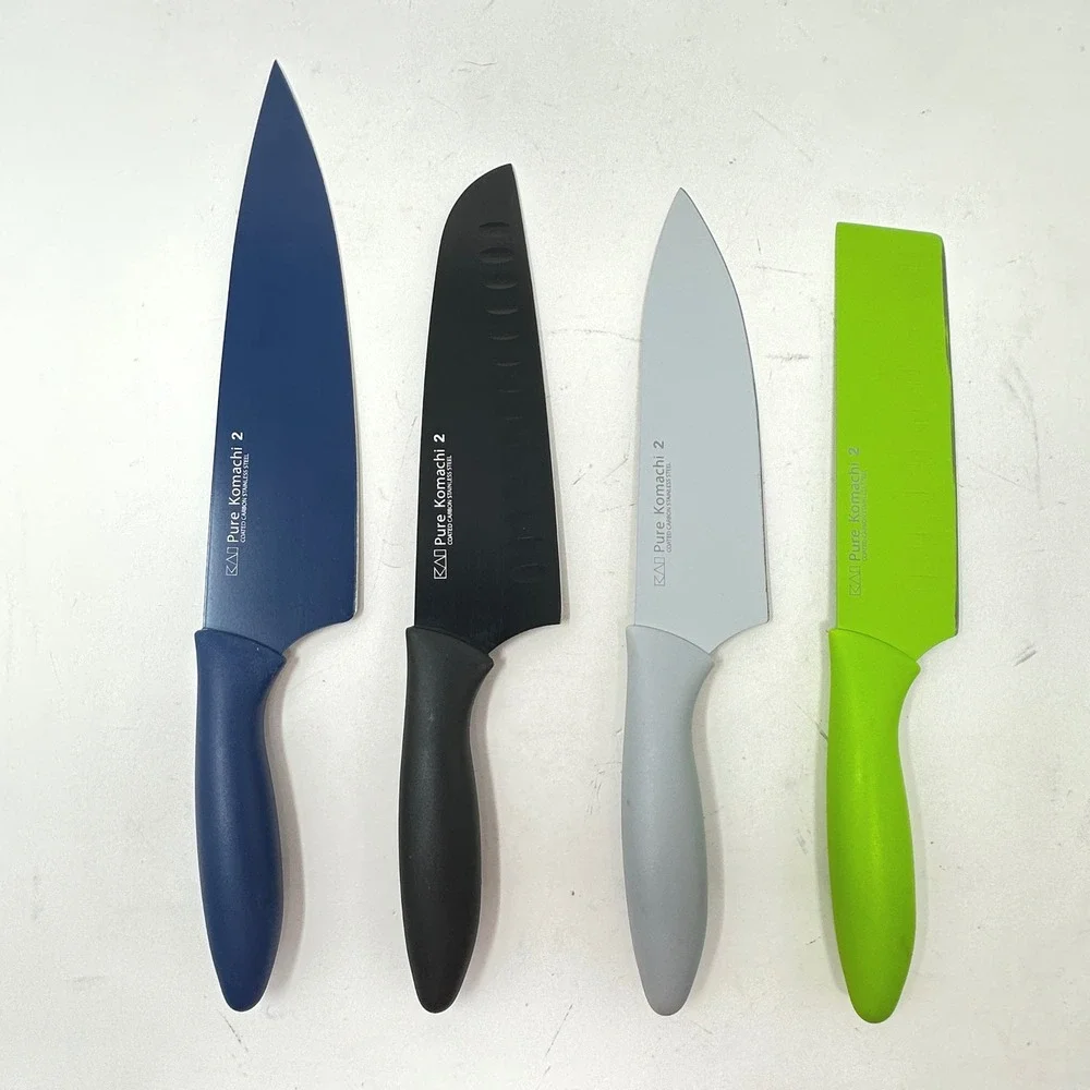 Kai Pure Komachi 2 Kitchen Knife Set 4 Piece Coated Stainless Steel with Sheaths